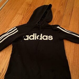 Adidas Black Hoodie with White Stripes